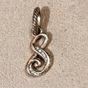 Brighton Number Eight #8 charm Rose gold & silver with crystal accents Retired